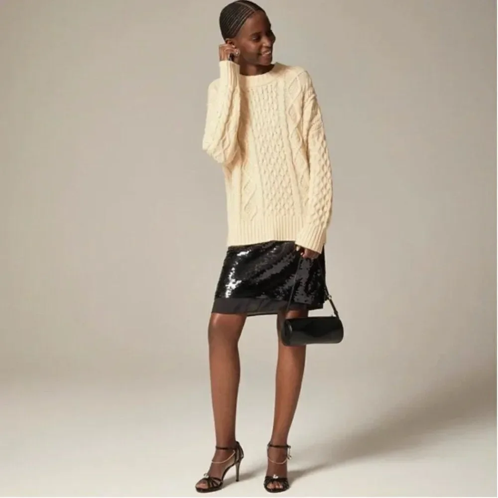 j. Crew ce719 Oversized cable-knit crewneck sweater NWT size XS-S